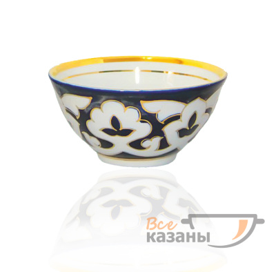 картинка Чайный сервиз синий с золотом "Пахта" средний с пиалами от магазина Vsekazany.com