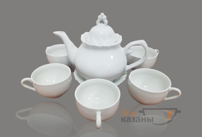 картинка Чайный сервиз белый "Пахта" малый с чашками от магазина Vsekazany.com