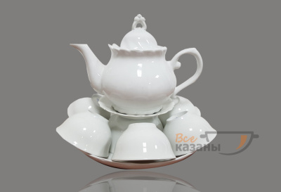 картинка Чайный сервиз белый "Пахта" средний с пиалами от магазина Vsekazany.com