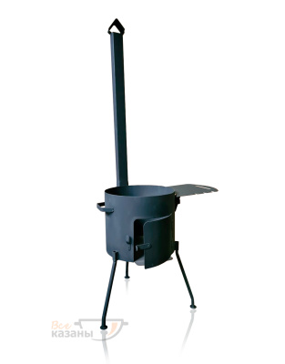 картинка Казан 6 литров, печь "Народная с дымоходом и столиком" 3 мм + подарок от магазина Vsekazany.com