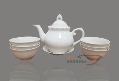 картинка Чайный сервиз белый "Пахта" малый с пиалами от магазина Vsekazany.com