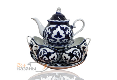 картинка Чайный сервиз синий "Пахта" средний с чашками от магазина Vsekazany.com