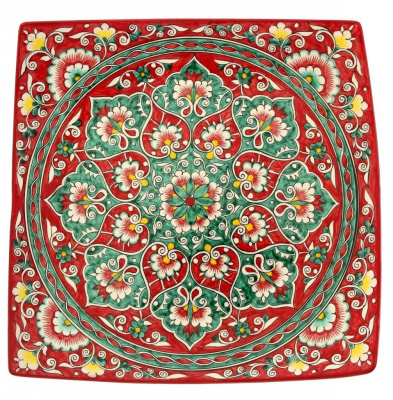 картинка Ляган квадратный большой 32 см Риштан красного цвета от магазина Vsekazany.com