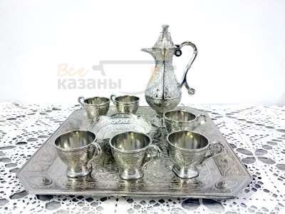 картинка Набор для кофе подарочный с подносом серебряный от магазина Vsekazany.com