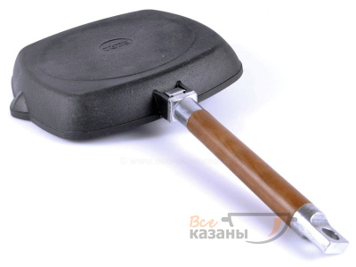 картинка Сковорода-гриль без пресса чугунная 240х240 со съемной ручкой от магазина Vsekazany.com