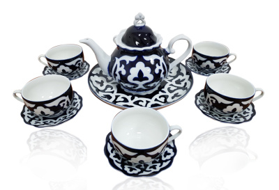 картинка Чайный сервиз синий "Пахта" большой с чашками от магазина Vsekazany.com